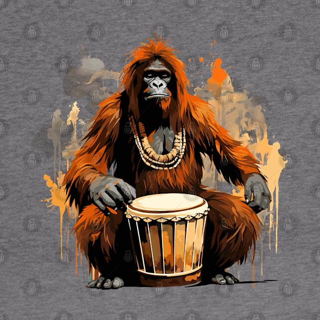 Orangutan playing drums by Graceful Designs